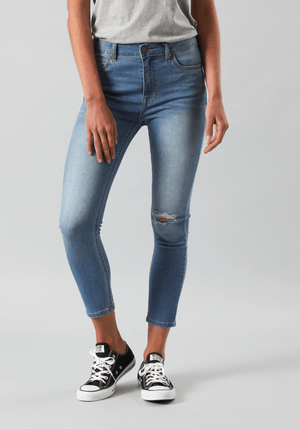 Jeans Mujer Tiro Alto Scarlett High Skinny Fit Mid Worn Wash