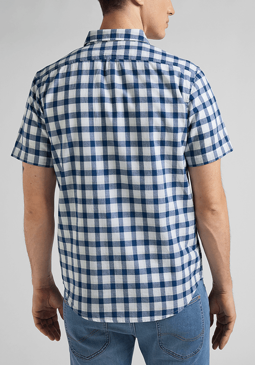 Camisa Hombre Manga Corta Button Down Washed Blue