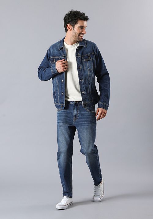 Jeans Hombre Tiro Alto Austin Regular Tapered Fit Mid Blue