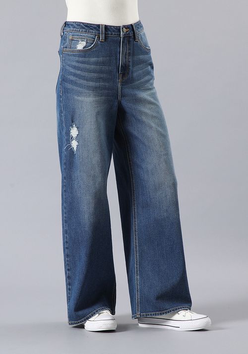 Jeans Mujer Tiro Alto Stella A Line Relaxed Fit Mid Blue