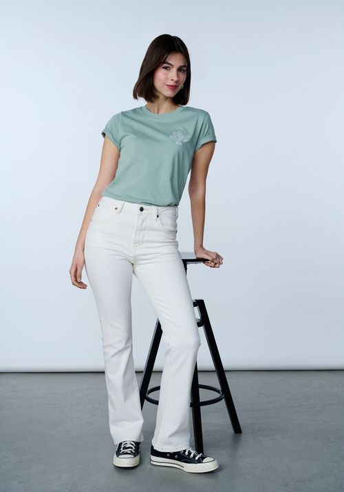 Jeans Tiro Alto Breese Flare Fit Blanco