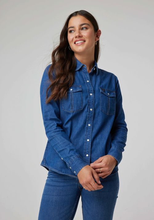Camisa Mujer Regular Western Blue Wash