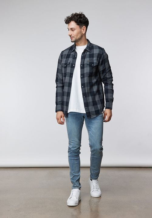 Camisa Hombre Lee Clean Static Gray